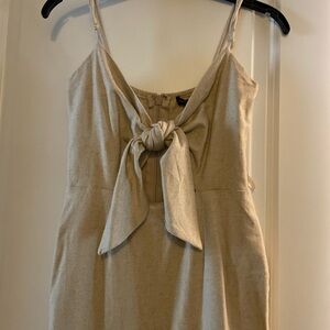 Linen Khaki Midi Dress. J Luxlabel